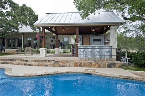 rustic metal pool house|contemporary house with pool.